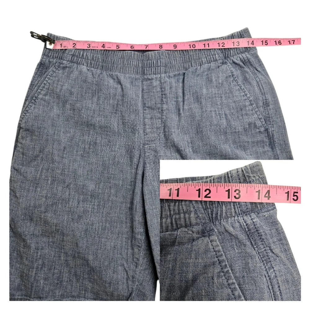 Lands End Mid-Rise Elastic‎ Waist Pull-On Cotton Shorts Pockets Size Small